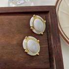 Oval Alloy Earring Type A - 1 Pair - White - One Size