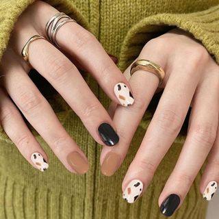 Geometric Pattern Faux Nail Patch Coffee - One Size