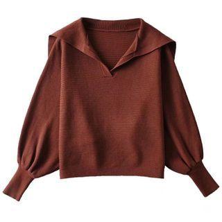 Lantern-sleeve Sailor Collar Sweater