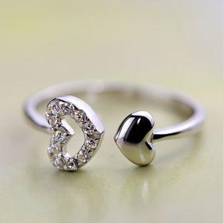 Sterling Silver Rhinestone Heart Ring As Shown In Figure - One Size