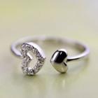 Sterling Silver Rhinestone Heart Ring As Shown In Figure - One Size