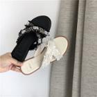 Pearl Accent Crossover Strap Sandals