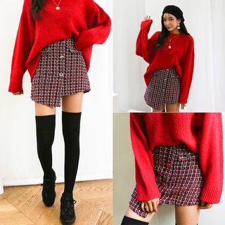 Double-breasted Tweed Skirt