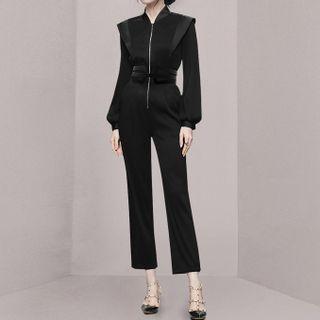Set: Long-sleeve Blouse + Dress Pants + Belt