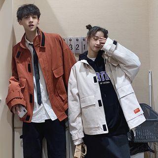 Couple Matching Pocket Detail Zip Jacket