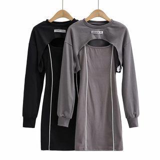 Set: Cropped Sweatshirt + Sleeveless Sheath Dress