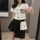 Double-breasted Lapel Shirt / Asymmetric Skirt