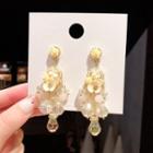 Faux Crystal Flower Dangle Earring 1 Pair - E1516 - Gold - One Size