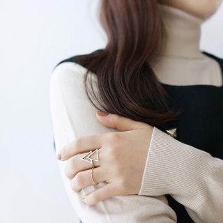 925 Sterling Silver Triangle Open Ring Open Ring - White Gold - One Size
