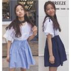 Flutter-sleeve Mock Two-piece A-line Dress