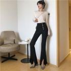 Buttoned Boot-cut Pants