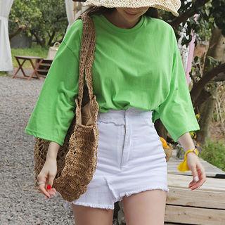 Inset Shorts Asymmetric-hem Mini Skirt
