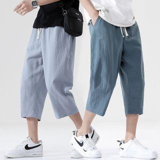 Linen Cropped Straight-leg Pants