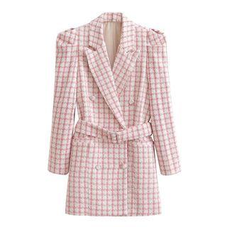 Houndstooth Double Breasted Blazer Dress