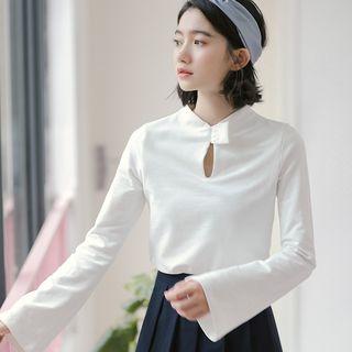 Long-sleeve Cutout Front Top
