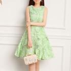 Flower Applique Sleeveless A-line Dress