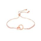 Fashion Personality Plated Rose Gold Roman Numerals Geometric Circle Cubic Zirconia Bracelet Rose Gold - One Size