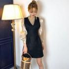 Long-sleeve Iridescent / Sleeveless Mini A-line Dress