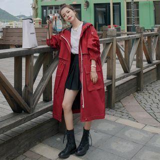 Zipped Long Hooded Coat