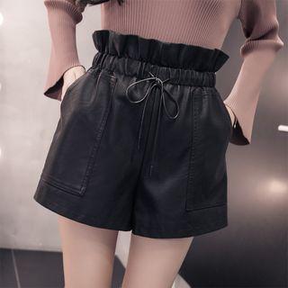 Faux-leather Frilled Shorts