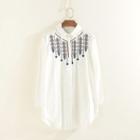 Ethnic Embroidered Long-sleeve Shirt White - One Size