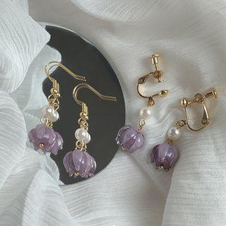 Faux Pearl Flower Alloy Dangle Earring