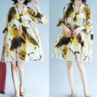 Set: 3/4-sleeve Floral Print Chiffon Mini Dress + Slipdress / 3/4-sleeve Floral Print Chiffon Mini Dress