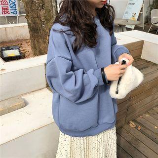 Long Sleeve Plain Top / Polka Dot Pleated Chiffon Skirt