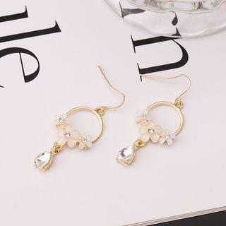 Flower Circle Drop Earring 1 Pair - Steel Needle - White - One Size