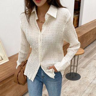 Wide-cuff Smocked Shirt