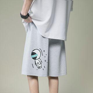 Cartoon Print Straight Leg Shorts