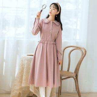Long-sleeve Frilled Peter Pan Collar A-line Dress