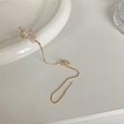 Rhinestone Flower Threader Earring With Ear Cuff 1 Piece - As Shown In Figure - One Size