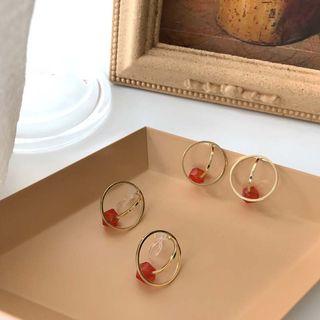 Faux Crystal Alloy Hoop Earring