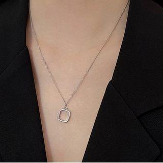 Rectangle Pendant Alloy Choker Silver - One Size
