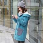 Pocket-accent Hooded Buttoned Coat