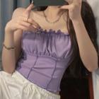 Spaghetti Strap Crinkled Top Purple - One Size