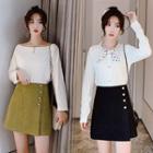 High-waist Woolen A-line Skirt