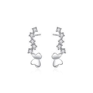 Sterling Silver Fashion Elegant Butterfly Cubic Zirconia Stud Earrings Silver - One Size