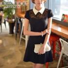 Lace-panel Collared Dress