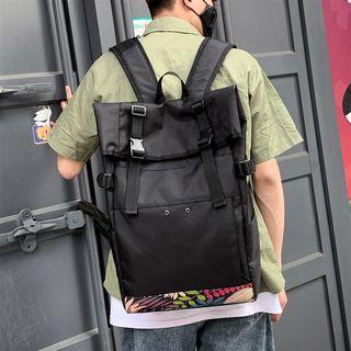 Leaf Panel Canvas Backpack Black - One Size