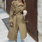 Notch Lapel Long Trench Jacket