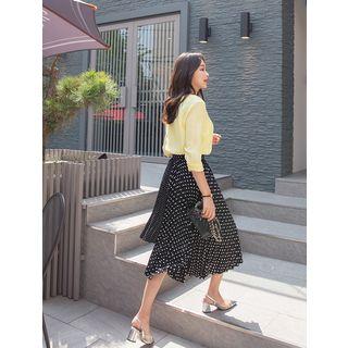 Plus Size Asymmetric-panel Polka-dot Flare Skirt