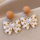 Dotted Bow Alloy Dangle Earring 1 Pair - Earring - White - One Size