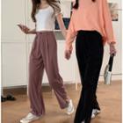 High-waist Loose-fit Straight-cut Split Hem Pants