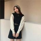 Two-tone Mini Sweater Dress Beige & Black - One Size