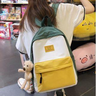 Contrast Color Nylon Zip Backpack