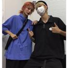 Couple Matching Mock-neck Elbow-sleeve T-shirt