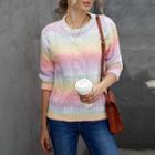 Tie-dyed Long-sleeve Cable-knit Sweater