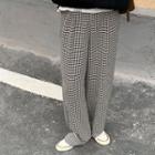 Houndstooth Wide Leg Pants Houndstooth - One Size